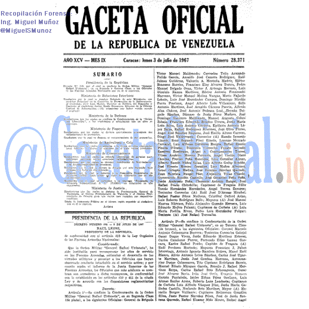 Gaceta Oficial 28371 del 3 Julio 1967