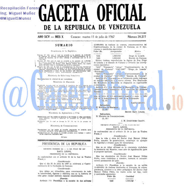 Gaceta Oficial 28377 del 11 Julio 1967