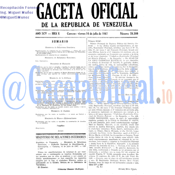 Gaceta Oficial 28380 del 14 Julio 1967