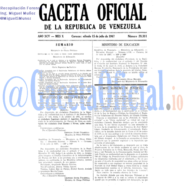 Gaceta Oficial 28381 del 15 Julio 1967