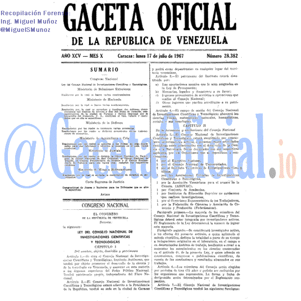Gaceta Oficial 28382 del 17 Julio 1967