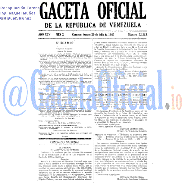 Gaceta Oficial 28385 del 20 Julio 1967