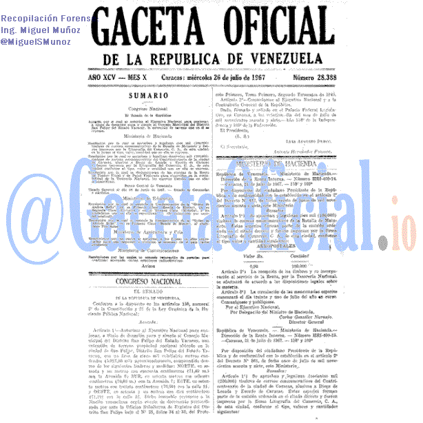 Gaceta Oficial 28388 del 26 Julio 1967