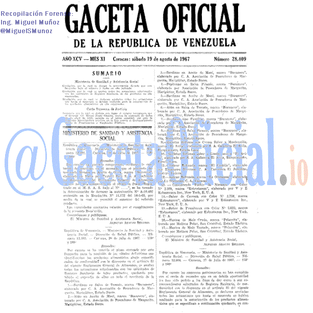 Gaceta Oficial 28409 del 19 Agosto 1967