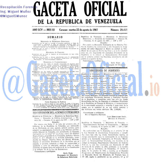 Gaceta Oficial 28411 del 22 Agosto 1967