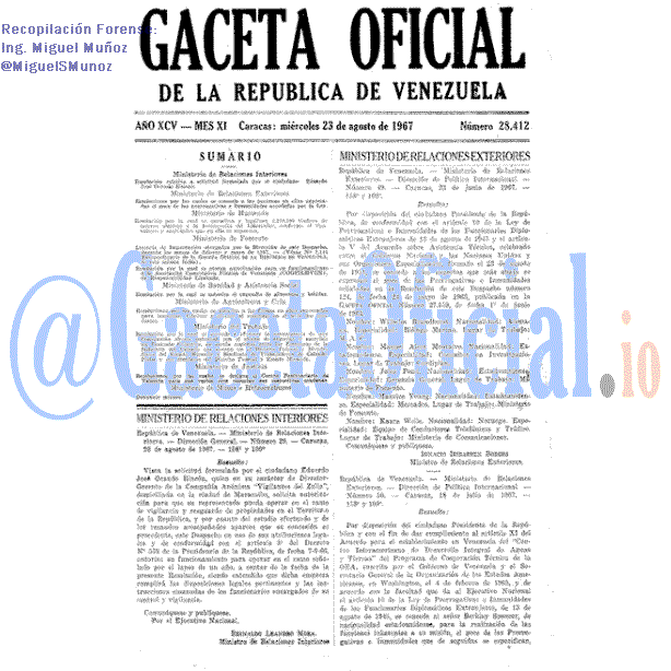 Gaceta Oficial 28412 del 23 Agosto 1967