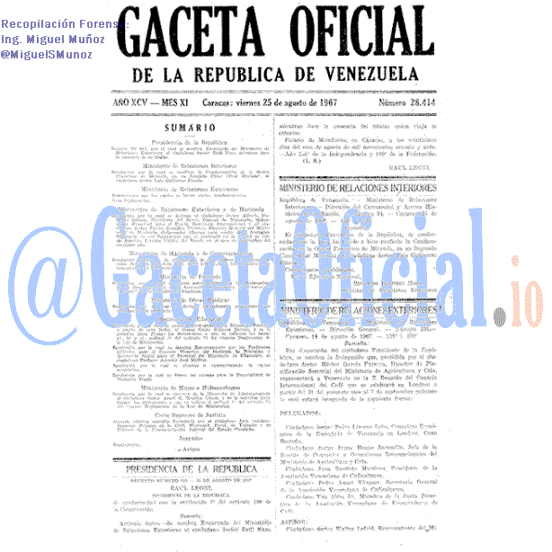 Gaceta Oficial 28414 del 25 Agosto 1967