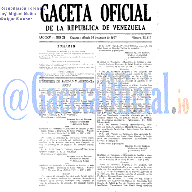 Gaceta Oficial 28415 del 26 Agosto 1967
