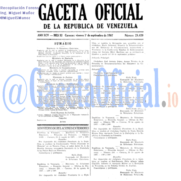 Gaceta Oficial 28420 del 1 Septiembre 1967