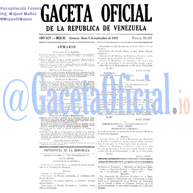 Gaceta Oficial 28422 del 4 Septiembre 1967