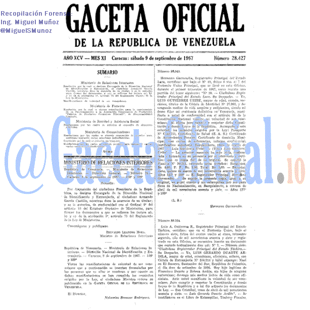 Gaceta Oficial 28427 del 9 Septiembre 1967