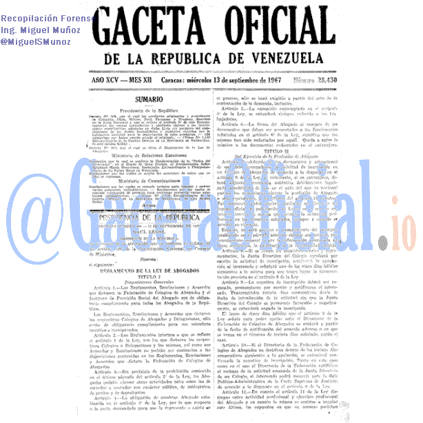 Gaceta Oficial 28430 del 13 Septiembre 1967