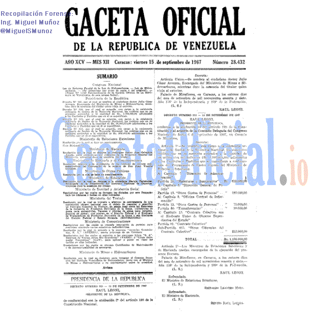 Gaceta Oficial 28432 del 15 Septiembre 1967
