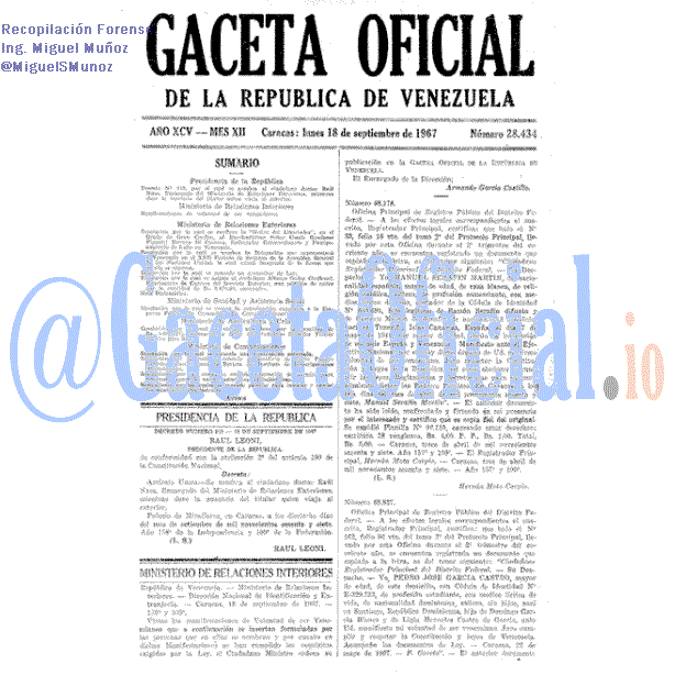 Gaceta Oficial 28434 del 18 Septiembre 1967