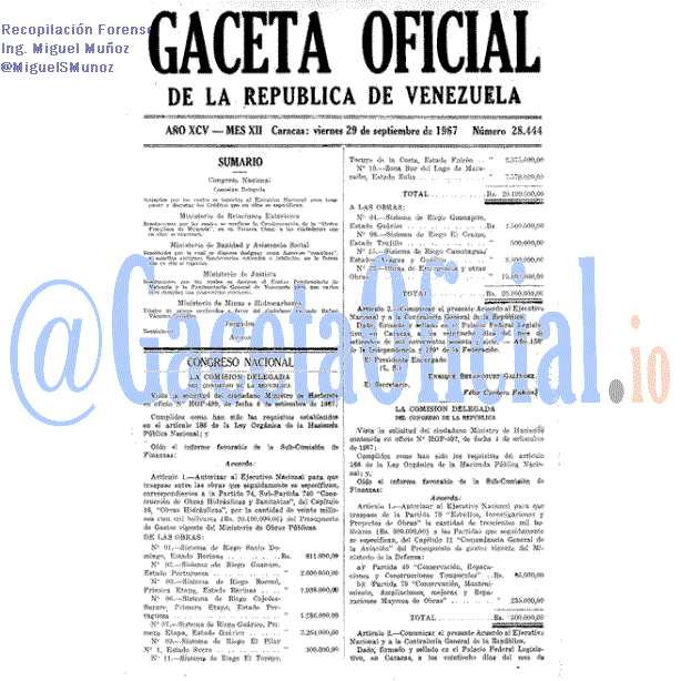 Gaceta Oficial 28444 del 29 Septiembre 1967