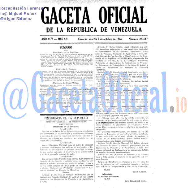 Gaceta Oficial 28447 del 3 Octubre 1967