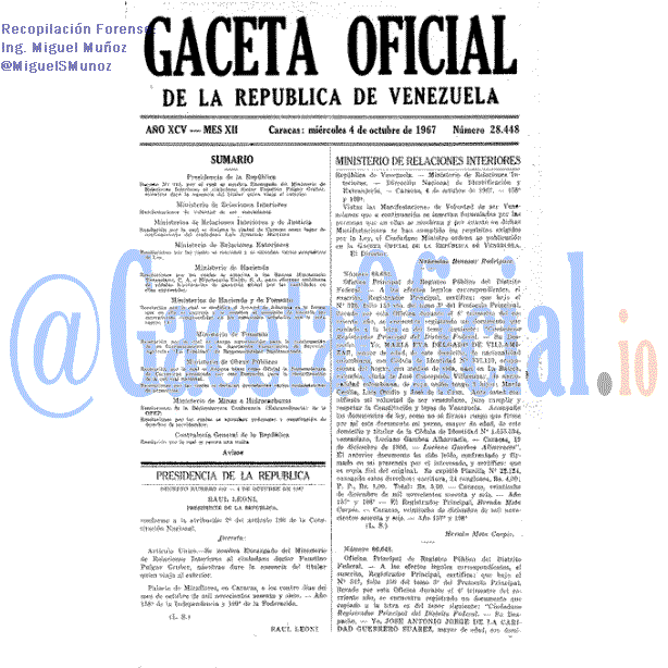 Gaceta Oficial 28448 del 4 Octubre 1967