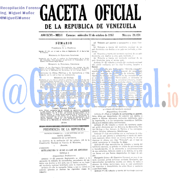 Gaceta Oficial 28454 del 11 Octubre 1967