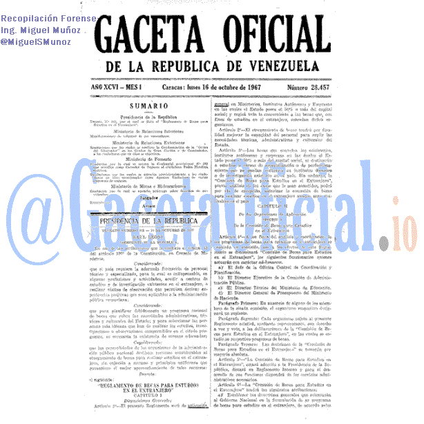 Gaceta Oficial 28457 del 16 Octubre 1967