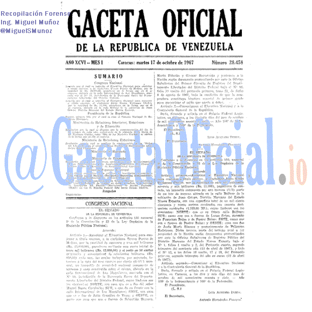 Gaceta Oficial 28458 del 17 Octubre 1967