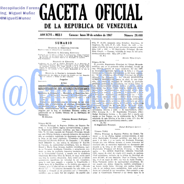 Gaceta Oficial 28468 del 30 Octubre 1967