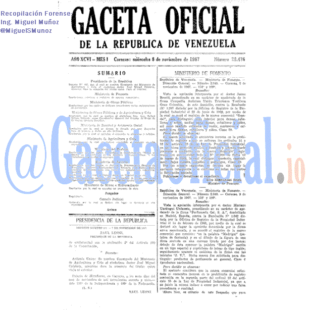 Gaceta Oficial 28476 del 8 Noviembre 1967