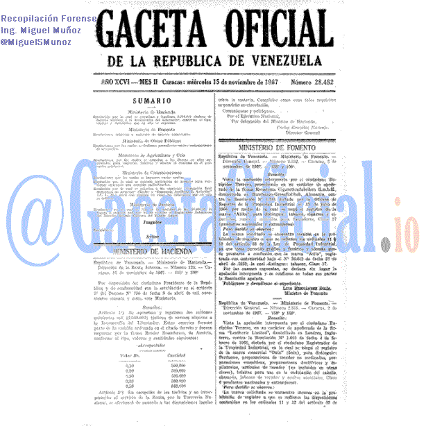 Gaceta Oficial 28482 del 15 Noviembre 1967