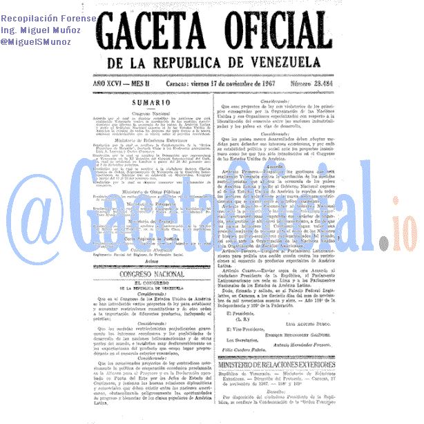 Gaceta Oficial 28484 del 17 Noviembre 1967