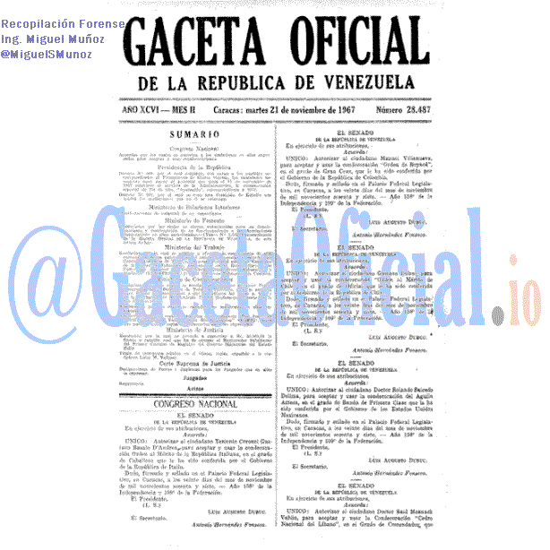 Gaceta Oficial 28487 del 21 Noviembre 1967