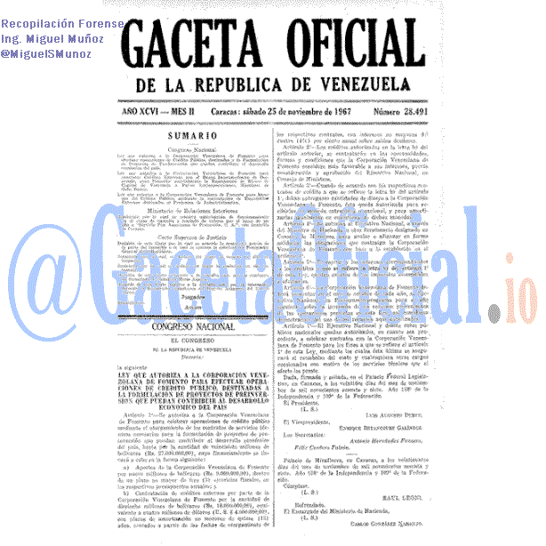 Gaceta Oficial 28491 del 25 Noviembre 1967