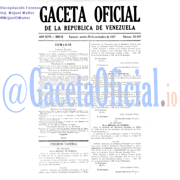 Gaceta Oficial 28493 del 28 Noviembre 1967