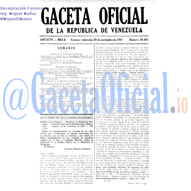 Gaceta Oficial 28494 del 29 Noviembre 1967