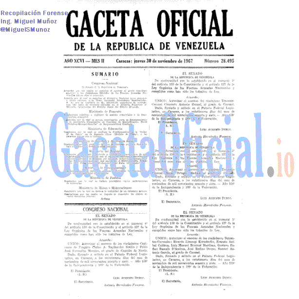Gaceta Oficial 28495 del 30 Noviembre 1967