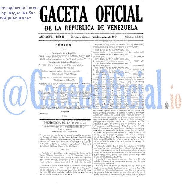 Gaceta Oficial 28496 del 1 Diciembre 1967