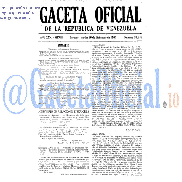 Gaceta Oficial 28516 del 26 Diciembre 1967