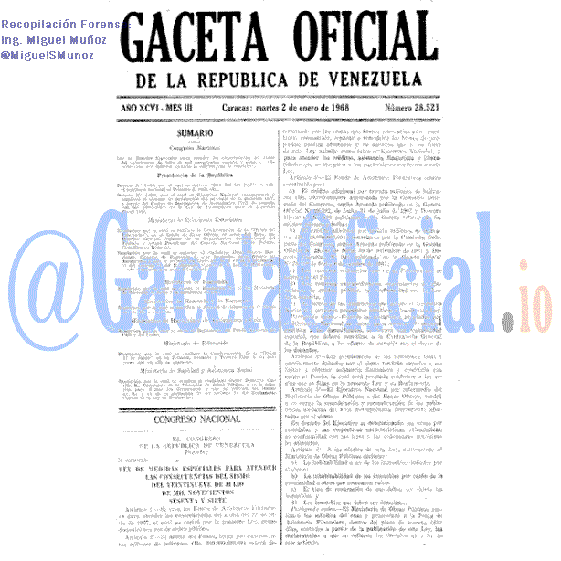 Gaceta Oficial 28521 del 2 Enero 1968