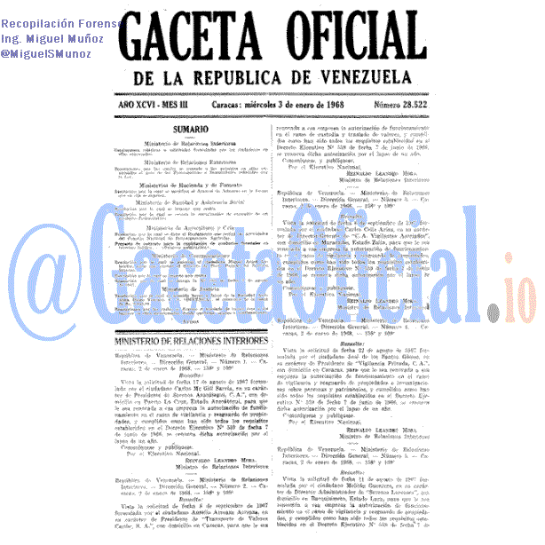 Gaceta Oficial 28522 del 3 Enero 1968