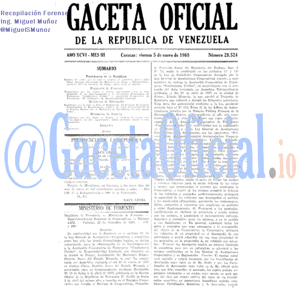 Gaceta Oficial 28524 del 5 Enero 1968