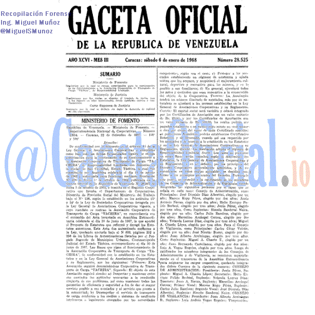 Gaceta Oficial 28525 del 6 Enero 1968