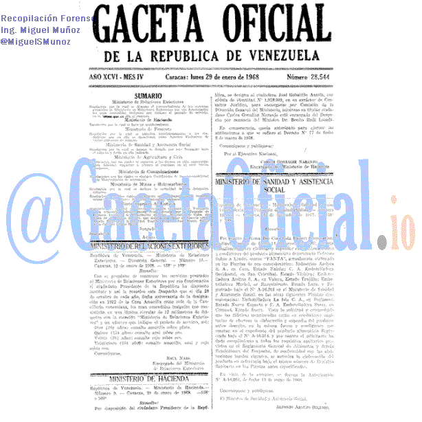 Gaceta Oficial 28544 del 29 Enero 1968