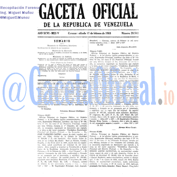 Gaceta Oficial 28561 del 17 Febrero 1968