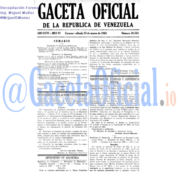 Gaceta Oficial 28588 del 23 Marzo 1968