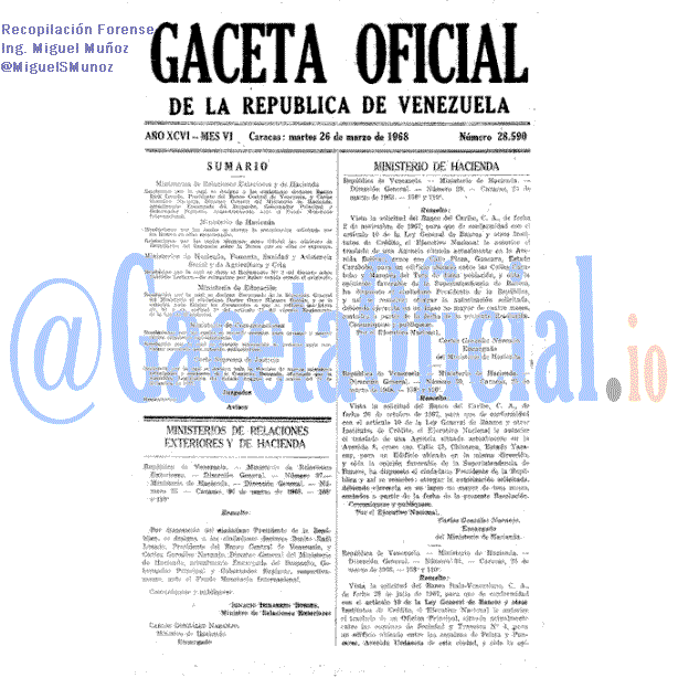 Gaceta Oficial 28590 del 26 Marzo 1968