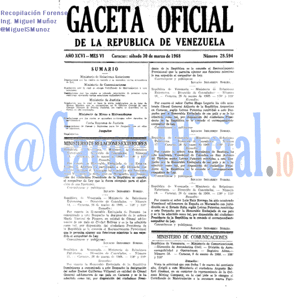 Gaceta Oficial 28594 del 30 Marzo 1968