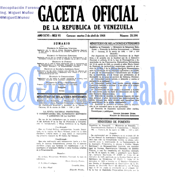 Gaceta Oficial 28596 del 2 Abril 1968