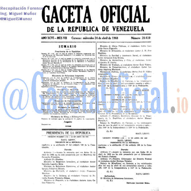 Gaceta Oficial 28610 del 24 Abril 1968
