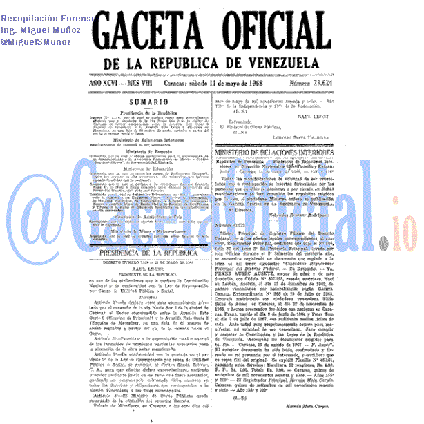 Gaceta Oficial 28624 del 11 Mayo 1968