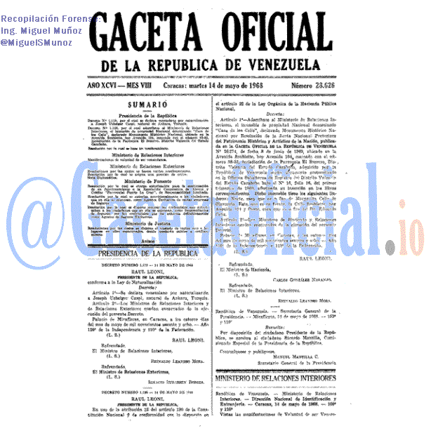 Gaceta Oficial 28626 del 14 Mayo 1968
