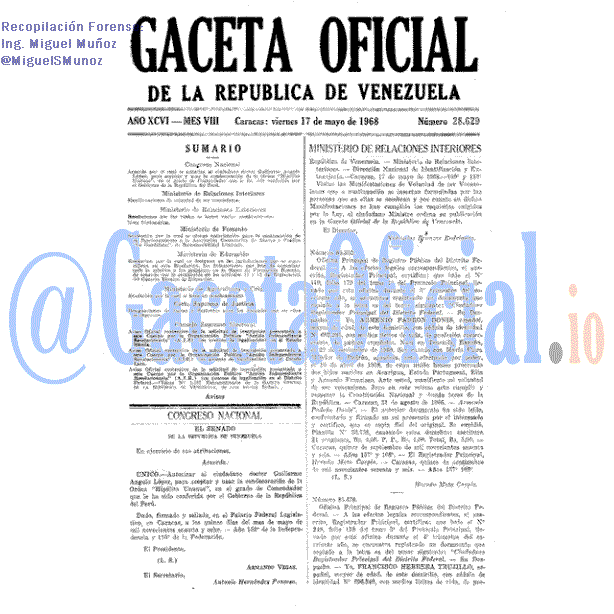 Gaceta Oficial 28629 del 17 Mayo 1968