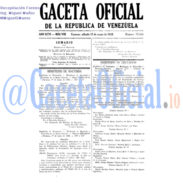 Gaceta Oficial 28630 del 18 Mayo 1968